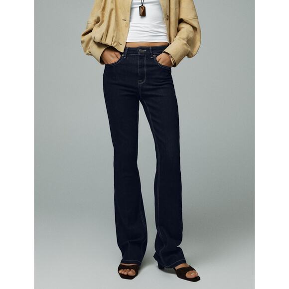 Zara Women's Dark Blue Boot Cut Jeans - Picture 1 of 15